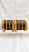 Traditional Handcrafted Maroon & Green Meenakari Bangle Set with Mirror Work for Women
