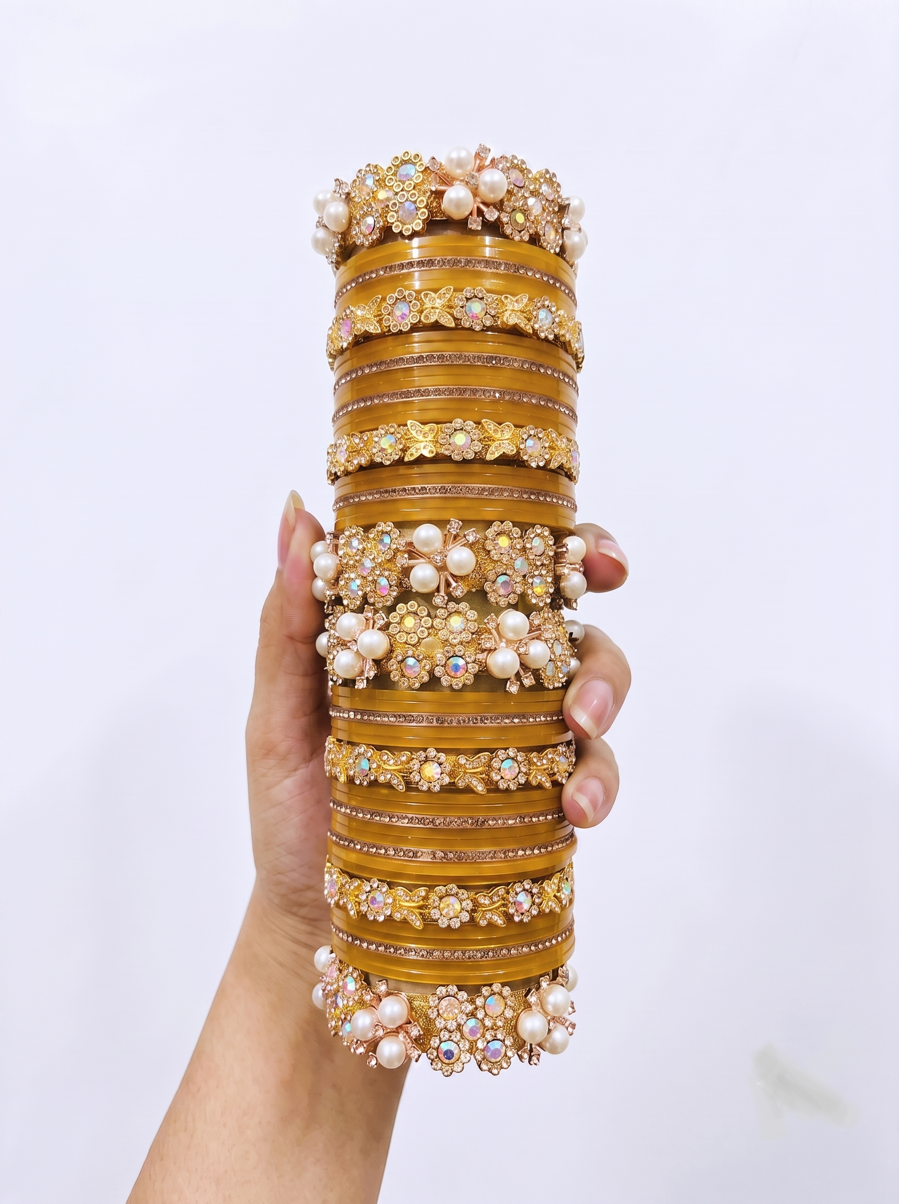 Indian Wedding Bangle Set - Maroon & Emerald Green Choura with Gold Kundan Work